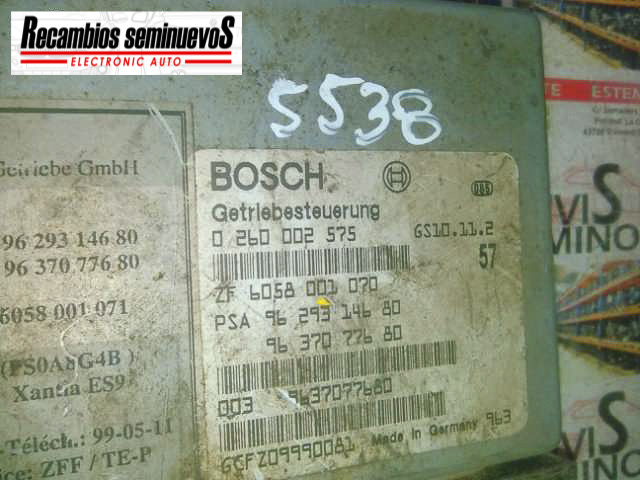 Calculator cutie viteze BOSCH CITROEN XANTIA 0 260 002 575 / 0260002575 / GS10 11 2 / GS10112 / 96 293 146 80 / 9629314680 / 96 370 776 80 / 96370776800 260 002 575 / 0260002575 / GS10 11 2 / GS10112 / 96 293 146 80 / 9629314680 / 96 370 776 80 / 963