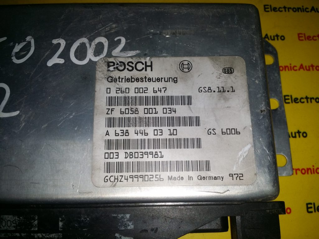 Calculator cutie viteze BOSCH MERCEDES-BENZ VITO 0 260 002 647 / 0260002647 / A 638 446 03 10 / A6384460310 / GS8 11 1 / GS81110 260 002 647 / 0260002647 / A 638 446 03 10 / A6384460310 / GS8 11 1 / GS8111