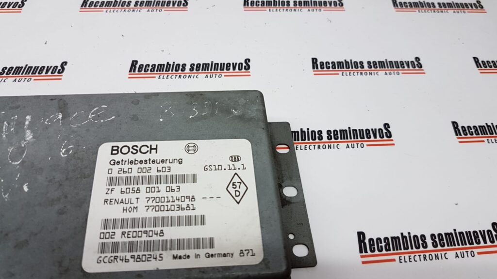 Calculator cutie viteze BOSCH RENAULT ESPACE 0 260 002 603 / 0260002603 / GS10.11.1 / GS10 11 1 / GS10111 / 7700114098 / 77001036810 260 002 603 / 0260002603 / GS10.11.1 / GS10 11 1 / GS10111 / 7700114098 / 7700103681