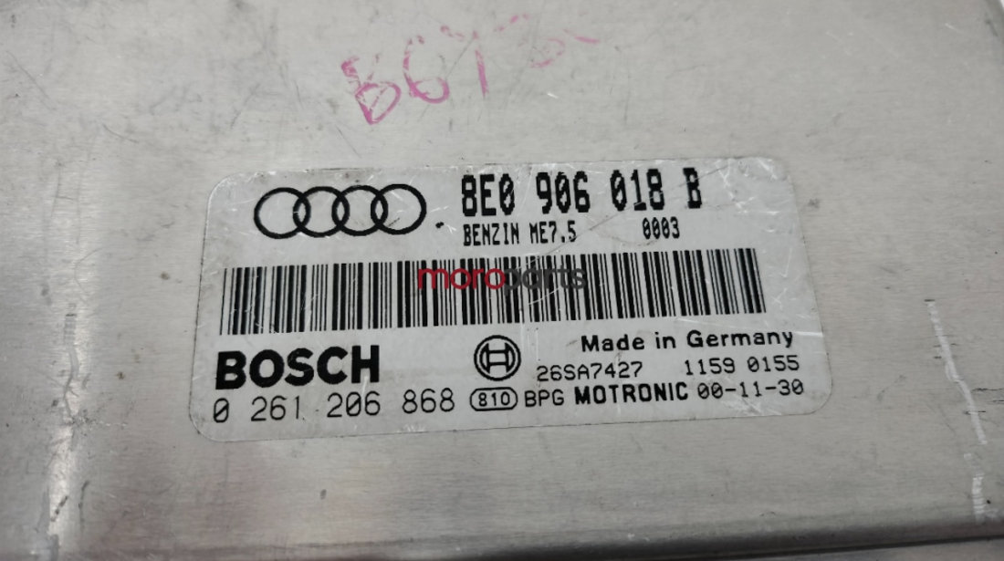 Calculator ECU AUDI A4 II (8E2, B6) [ 2000 - 2005 ] T (AVJ) 110KW|150HP OEM 8E0906018B / 0261206868