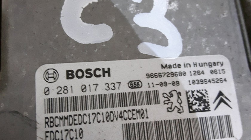 Calculator ECU Kit Pornire Citroen C3 1.4 hdi 2012 BOSCH 0281017337