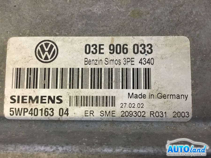 Calculator Ecu Motor 03e906033 1.2 B Volkswagen POLO 9N 2001