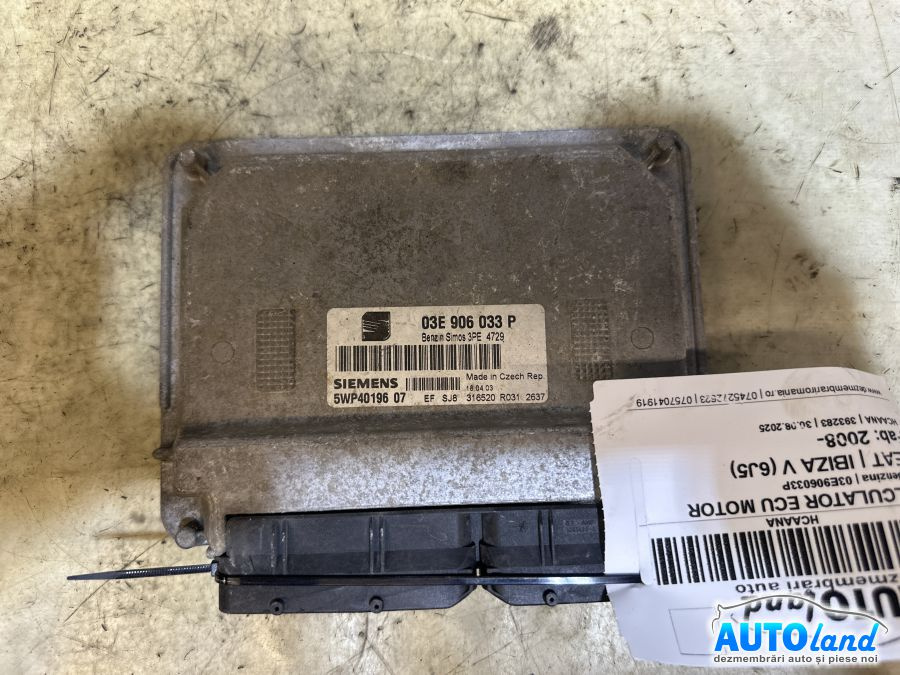 Calculator Ecu Motor 03e906033p 1.2 Benzina Seat IBIZA V 6J5 2008
