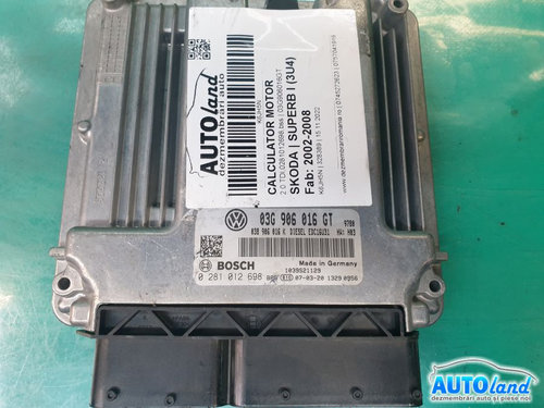 Calculator Ecu Motor 03g906016gt 2.0 TDI,0281012698,bss Skoda SUPERB I 3U4 2002-2008