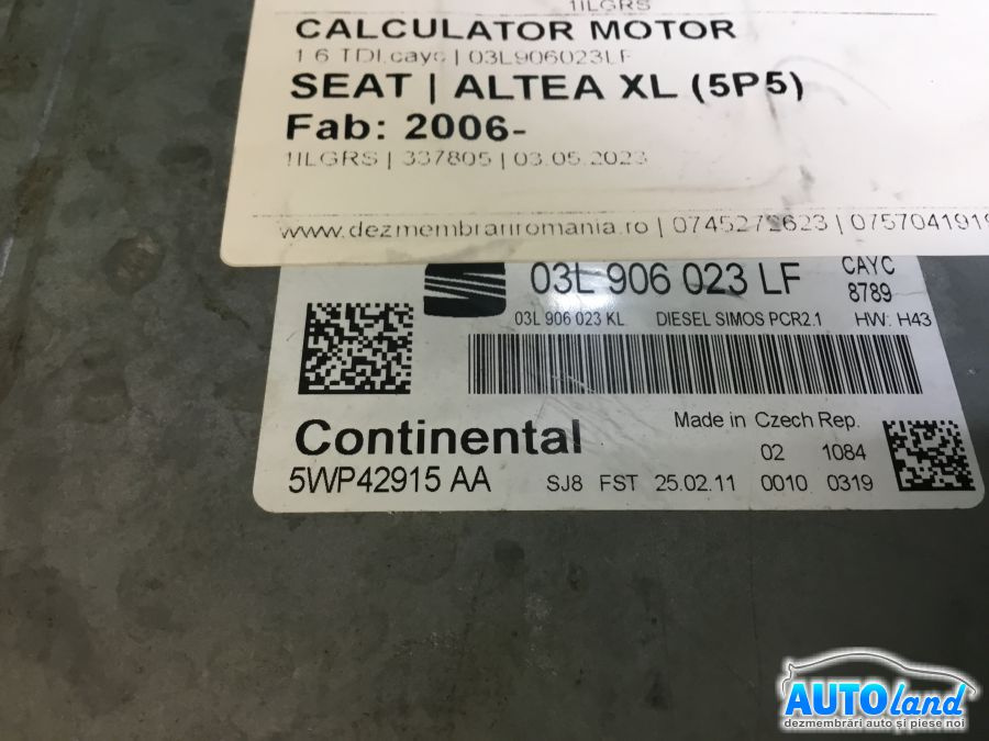 Calculator Ecu Motor 03l906023lf 1.6 TDI,cayc Seat ALTEA XL 5P5 2006