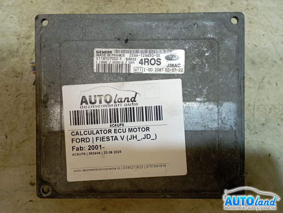 Calculator Ecu Motor 2s6a12a650se Ford FIESTA V JH ,JD 2001