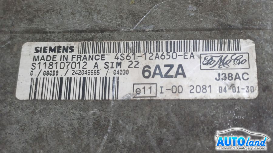 Calculator Ecu Motor 4s6112a650ea Ford FIESTA V JH ,JD 2001