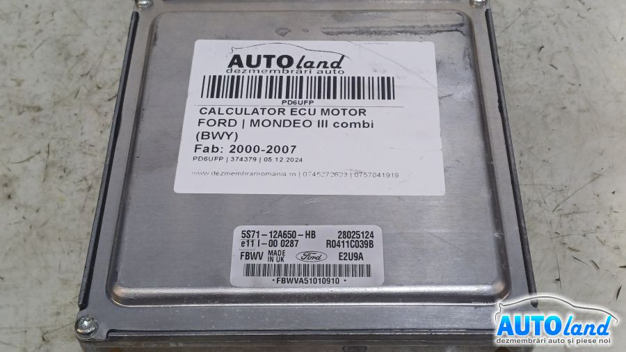 Calculator Ecu Motor 5s7112a650hb Ford MONDEO III combi BWY 2000-2007