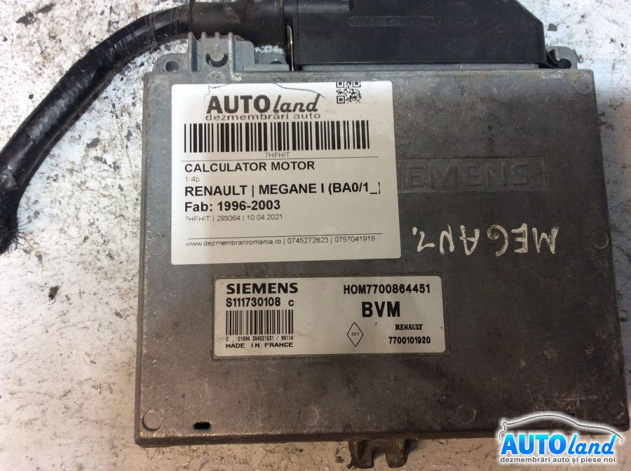 Calculator Ecu Motor 7700864451 1.4b Renault MEGANE I BA0/1 1996-2003