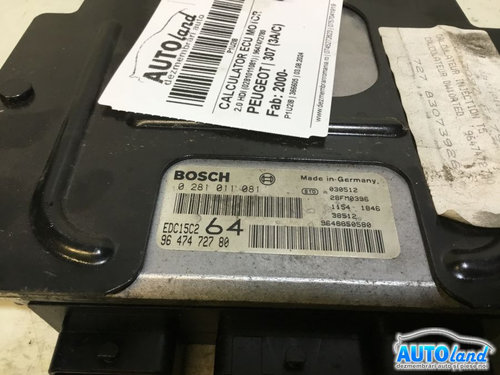 Calculator Ecu Motor 9647472780 2.0 HDI 0281011081 Peugeot 307 3A/C 2000