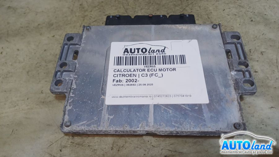 Calculator Ecu Motor 9650825180 Citroen C3 FC 2002