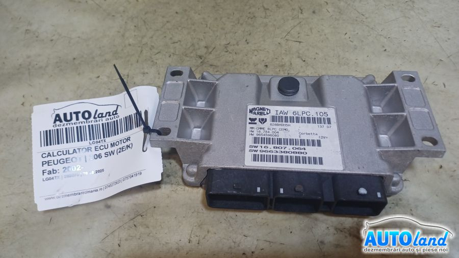 Calculator Ecu Motor 9654596080 Peugeot 206 SW 2E/K 2002