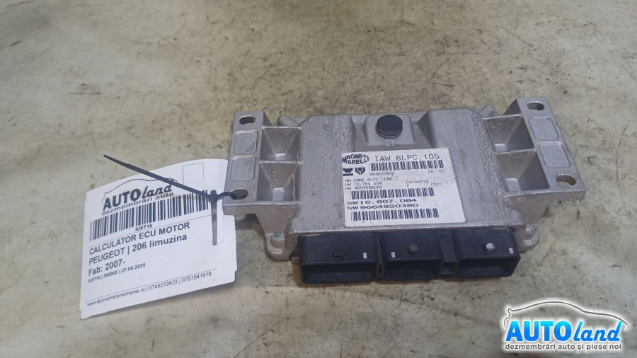 Calculator Ecu Motor 9654596080 Peugeot 206 limuzina 2007