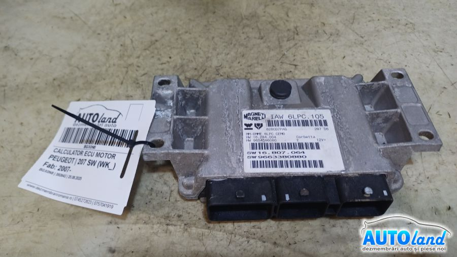 Calculator Ecu Motor 9654596080 Peugeot 207 SW WK 2007
