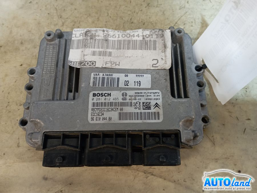 Calculator Ecu Motor 9661004480 1.6 HDI 0281012465 Peugeot 207 SW WK 2007