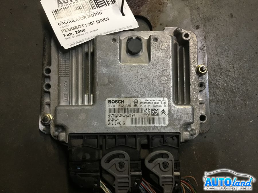 Calculator Ecu Motor 9661204380 1.6 HDI 0281012985 Peugeot 307 3A/C 2000