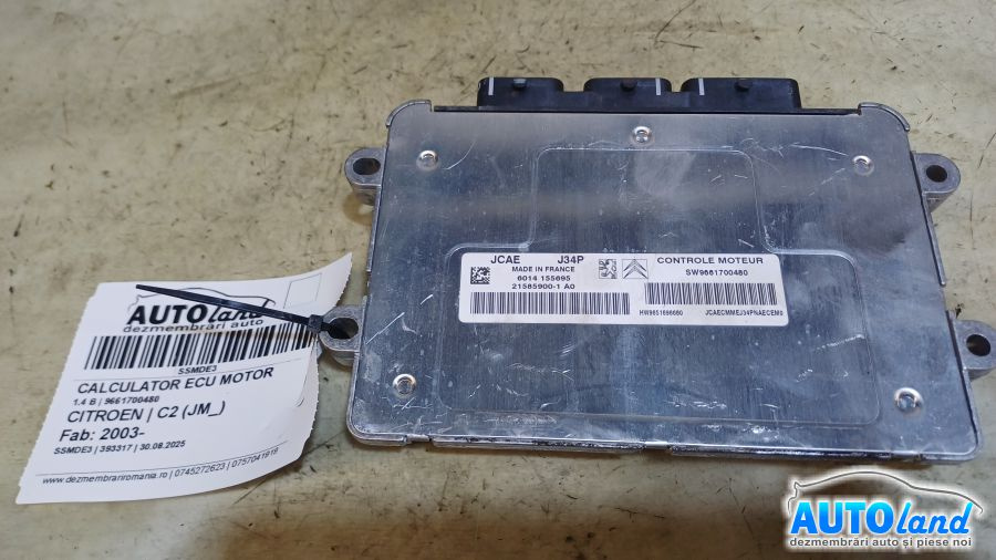 Calculator Ecu Motor 9661700480 1.4 B Citroen C2 JM 2003