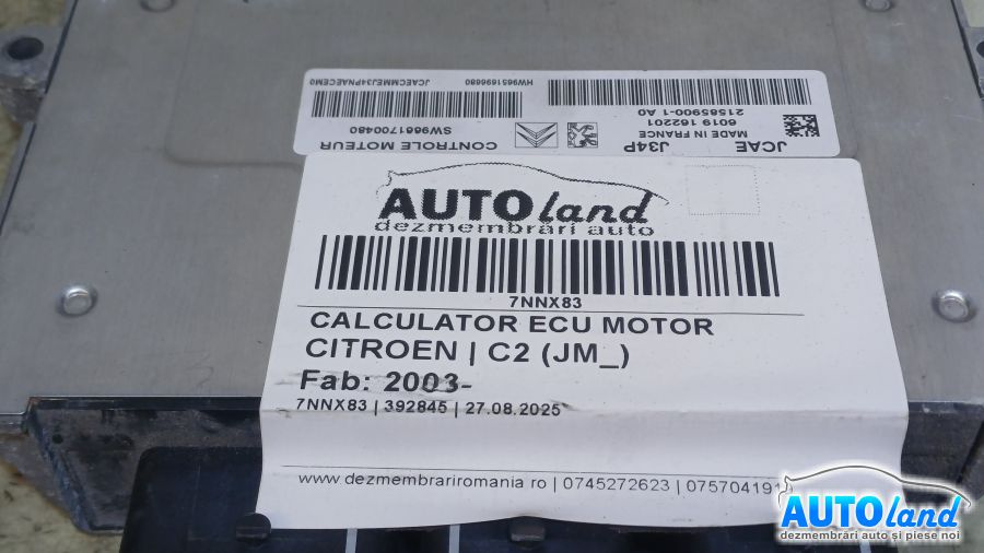 Calculator Ecu Motor 9661700480 Citroen C2 JM 2003