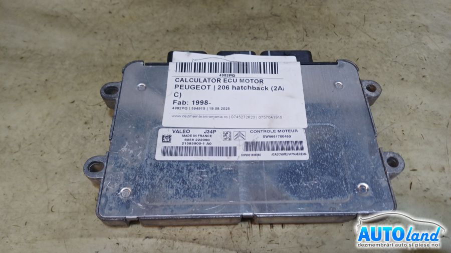 Calculator Ecu Motor 9661700480 Peugeot 206 hatchback 2A/C 1998