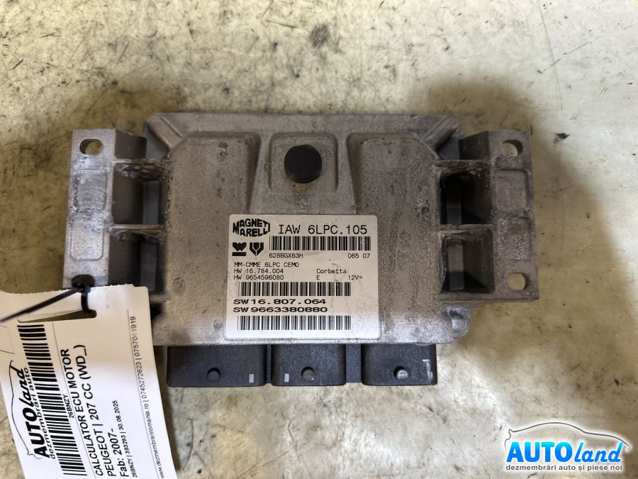 Calculator Ecu Motor 9663380880 Peugeot 207 CC WD 2007