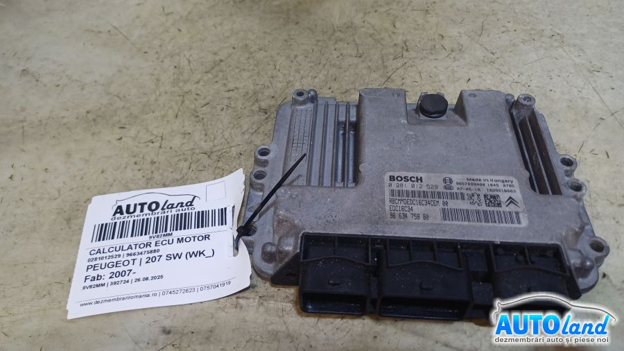 Calculator Ecu Motor 9663475880 0281012529 Peugeot 207 SW WK 2007