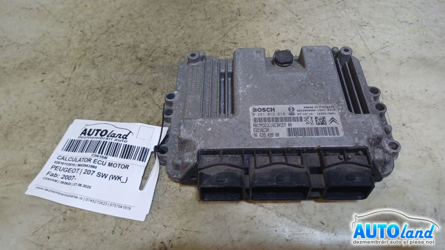 Calculator Ecu Motor 9663943980 02810112619 Peugeot 207 SW WK 2007