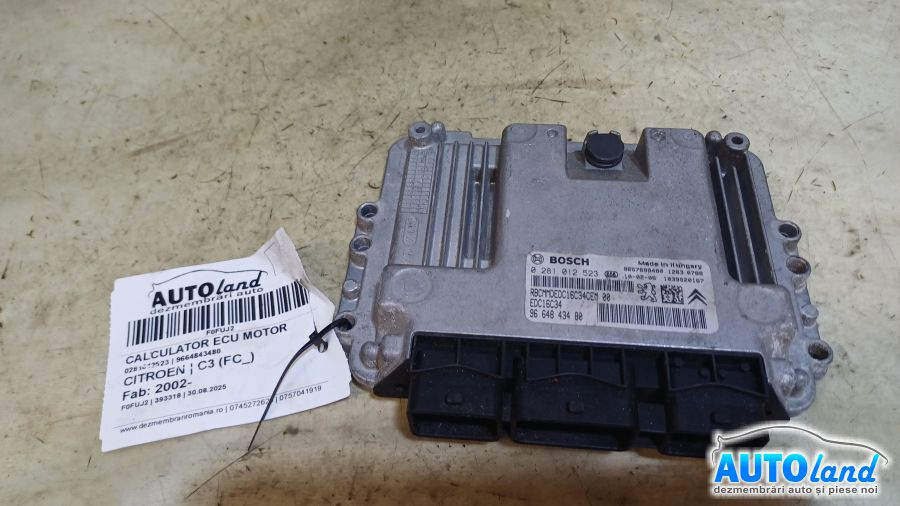 Calculator Ecu Motor 9664843480 0281012523 Citroen C3 FC 2002