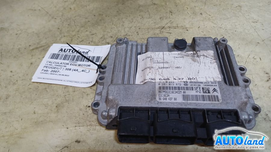 Calculator Ecu Motor 9664843780 1.6 HDI Peugeot 308 4A ,4C 2007