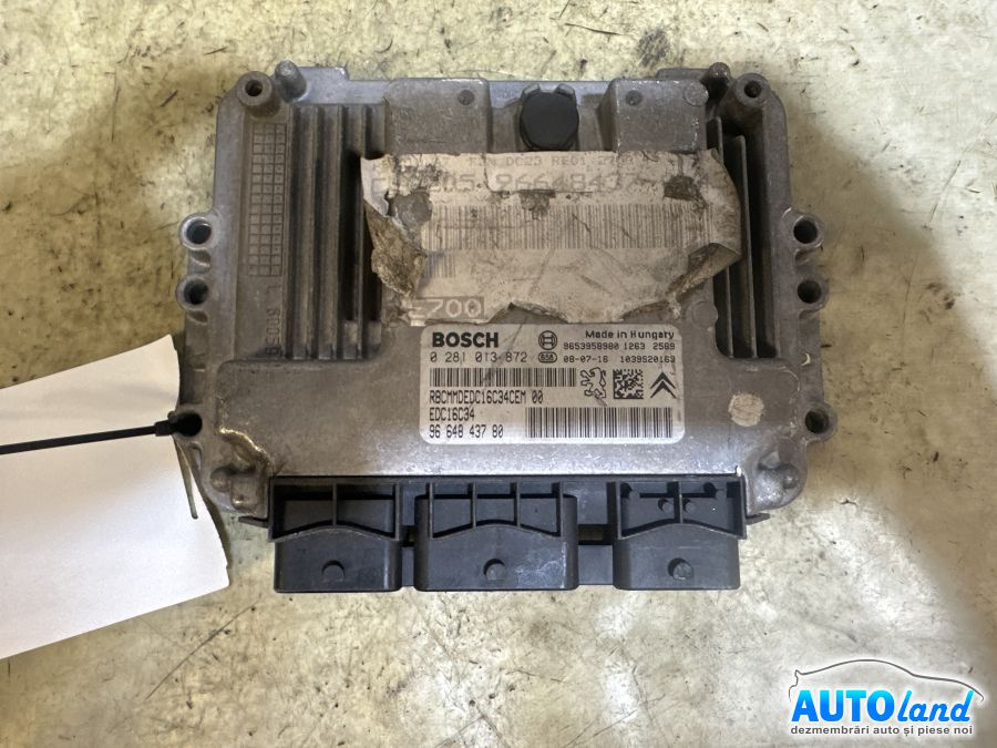 Calculator Ecu Motor 9664843780 Peugeot 207 CC WD 2007