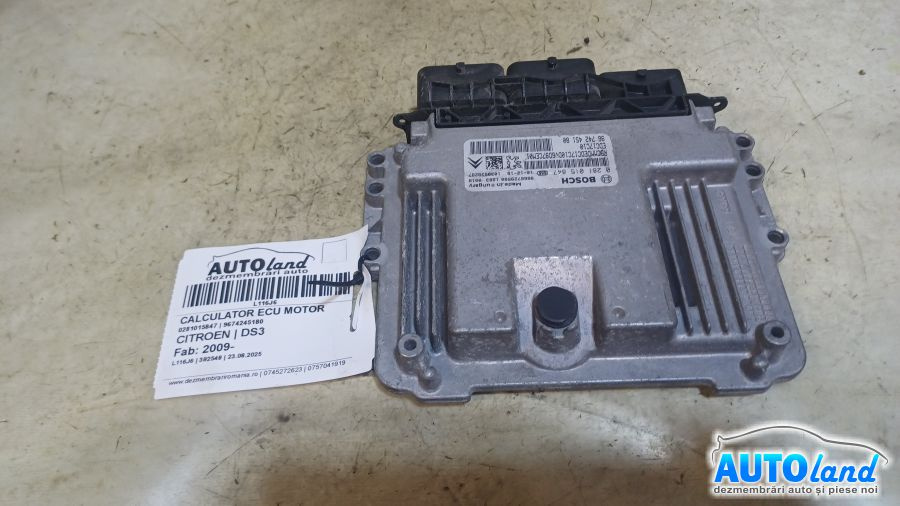 Calculator Ecu Motor 9674245180 0281015847 Citroen DS3 2009
