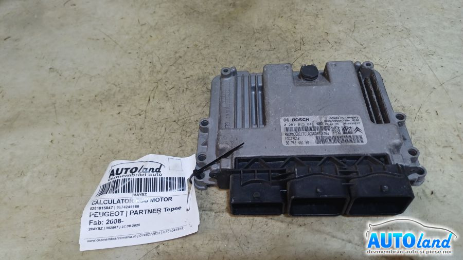 Calculator Ecu Motor 9674245180 0281015847 Peugeot PARTNER Tepee 2008