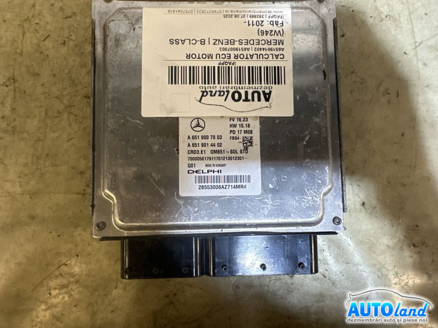 Calculator Ecu Motor A6519007003 A6519014402 Mercedes-Benz B-CLASS W246 2011
