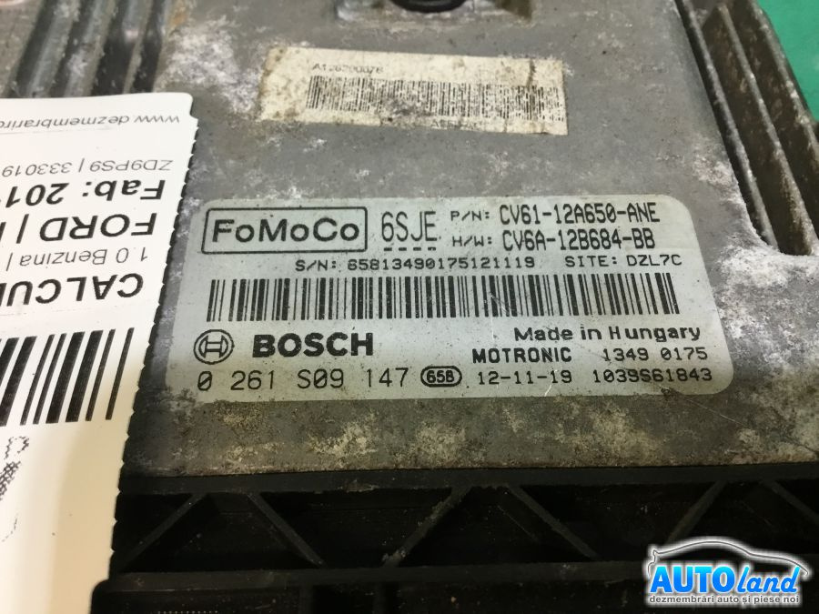 Calculator Ecu Motor Cv6112a650ane 1.0 Benzina 0261s09147 Ford FOCUS III 2011
