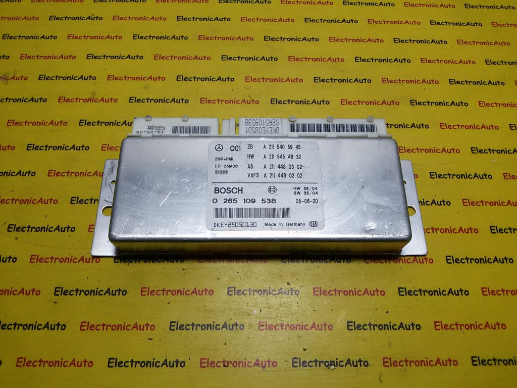 Calculator ESP BOSCH MERCEDES-BENZ Class E A 211 540 59 45 / A2115405945 / A 035 545 48 32 / A0355454832 / A 211 448 03 02 / A2114480302 / A 211 448 02 02 / A2114480202 / 0 265 109 538 / 0265109538A 211 540 59 45 / A2115405945 / A 035 545 48 32 / A03