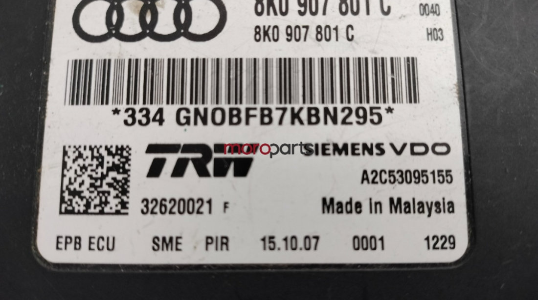 Calculator frana de mana AUDI A4 IV Avant (8K5, B8) [ 2007 - 2015 ] TDI (CAGA, CJCA, CMEA, CMFA) 105KW|143HP OEM 8K0907801C