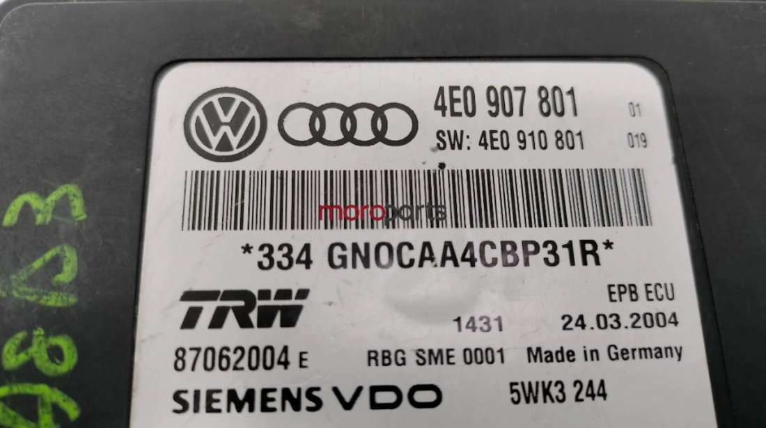 Calculator frana de mana Audi A8 D3 3.0 TDI 2004 ASB OEM 4E0907801