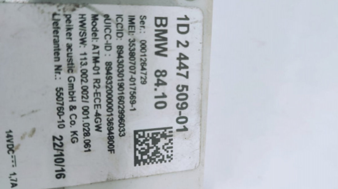Calculator modul 2447509-01 2447509-01 BMW Seria 3 F30 [2011 - 2016]