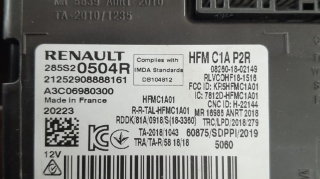 Calculator modul 285s20504r Renault Captur 2 [2019 - 2020] 1.0 TCE H4D460