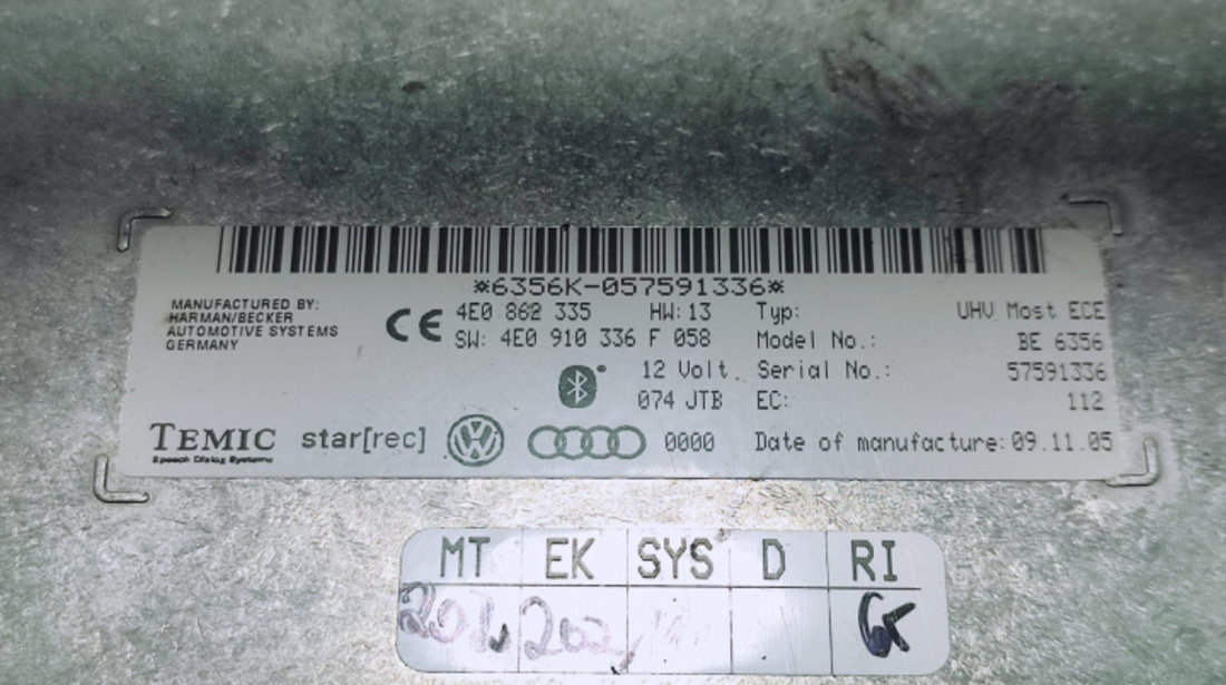 Calculator modul bluetooth 4e0910336f Audi A6 4F/C6 [2004 - 2008]