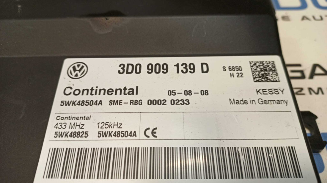 Calculator Modul Confort Inchidere Centralizata Keyless Control Volkswagen Phaeton 2007 - 2010 Cod 3D0909139D [L0152]
