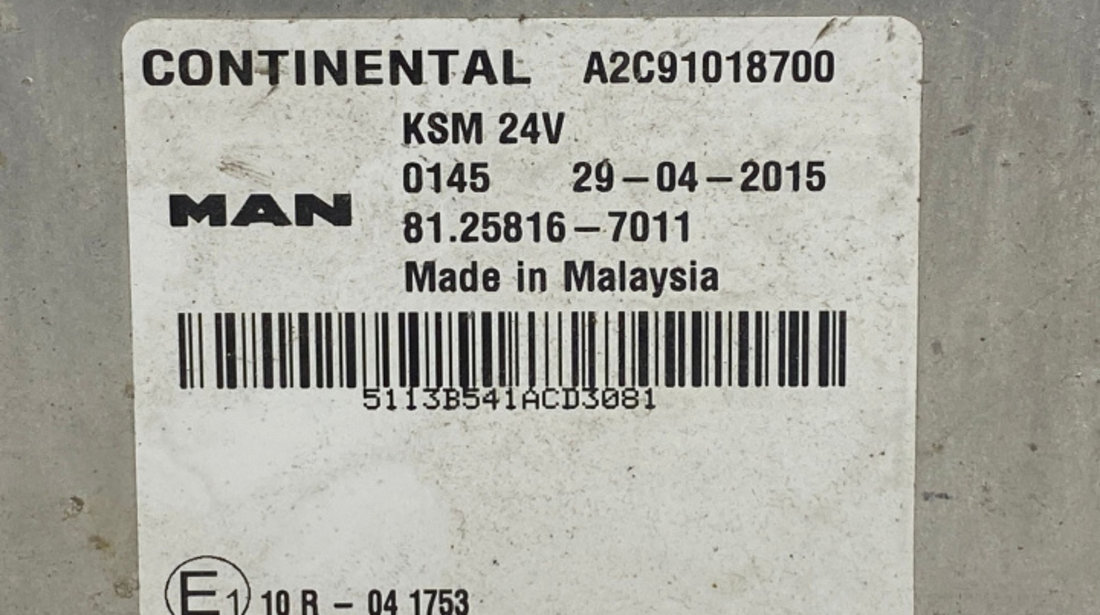 Calculator modul KSM A2C91018700 12.4 D2676LF MAN TGX generatia 1 [facelift] [2014 - 2016]