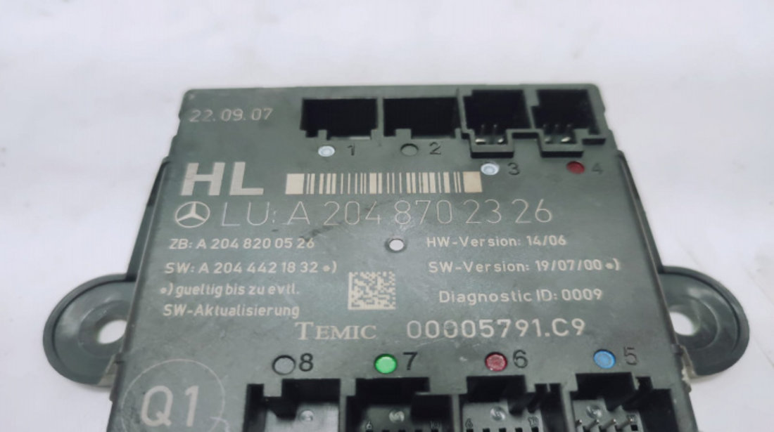 Calculator modul usa stanga spate a2048702326 Mercedes-Benz C-Class W204/S204 [2007 - 2012]