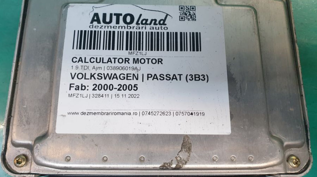 Calculator Motor 038906019aj 1.9 TDI, Ajm Volkswagen PASSAT 3B3 2000-2005