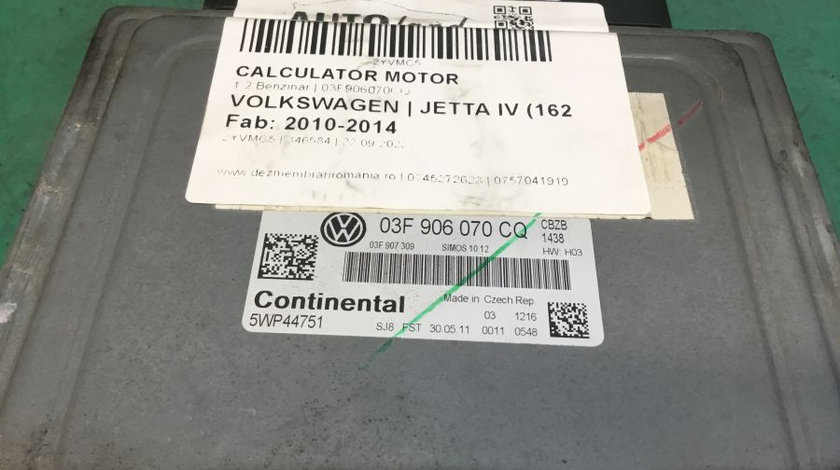 Calculator Motor 03f906070cq 1.2 Benzina Volkswagen JETTA IV 162 2010-2014