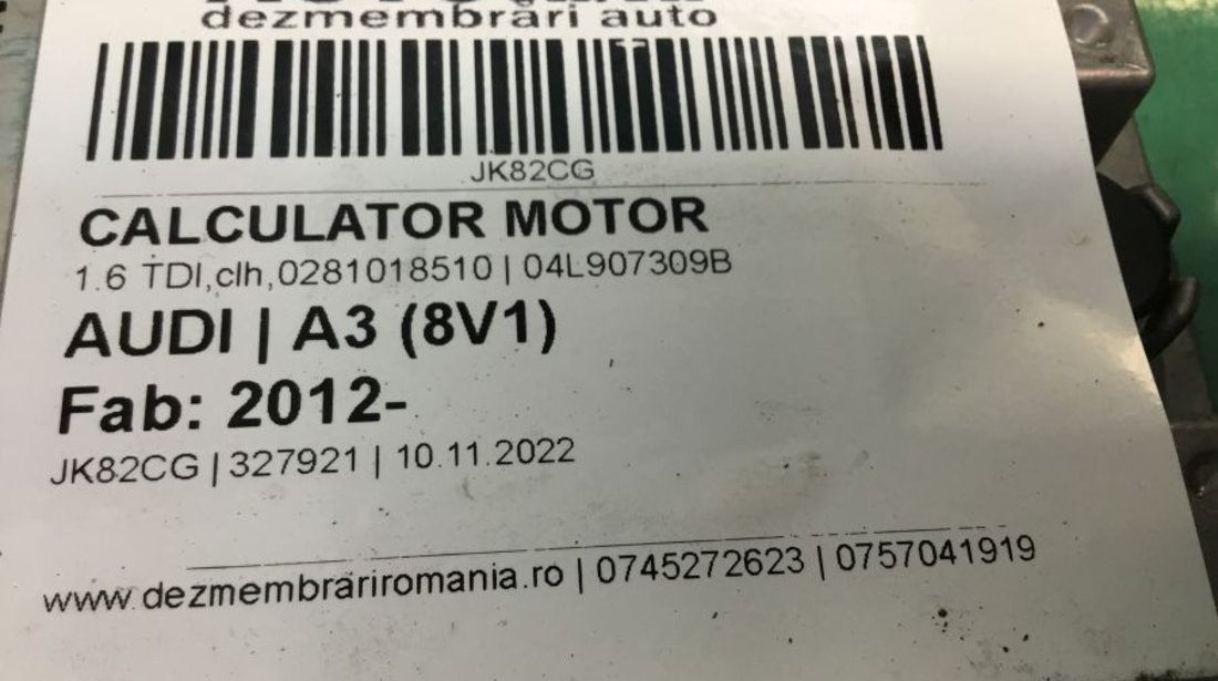 Calculator Motor 04l907309b 1.6 TDI,clh,0281018510 Audi A3 8V1 2012