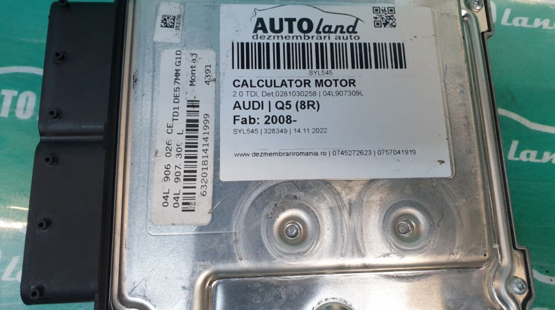 Calculator Motor 04l907309l 2.0 TDI, Det,0281030258 Audi Q5 8R 2008