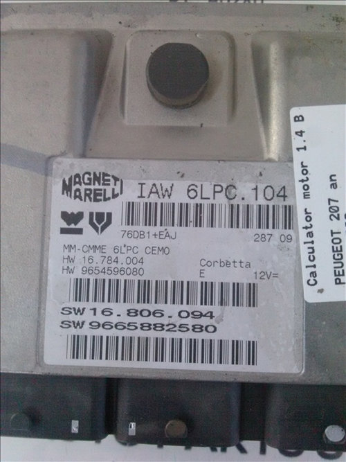 Calculator motor 1.4 B PEUGEOT 207 an fabr.2009