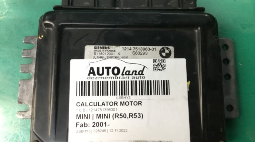 Calculator Motor 1214751398301 1.6 B Mini MINI R50,R53 2001