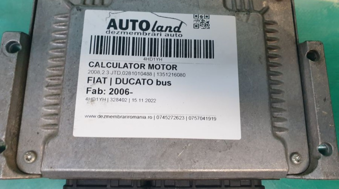 Calculator Motor 1351216080 2008,2.3 JTD,0281010488 Fiat DUCATO bus 2006
