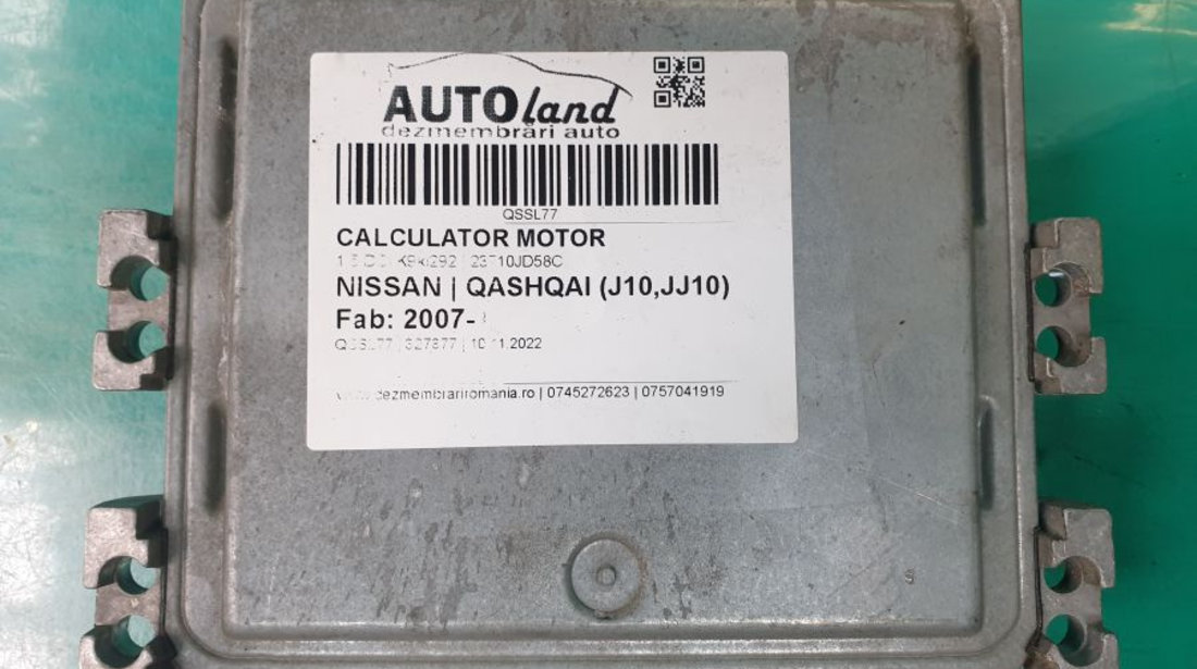 Calculator Motor 23710jd58c 1.5 DCI K9kl292 Nissan QASHQAI J10,JJ10 2007